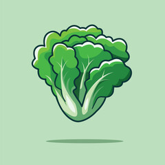 Floating Green Mustard Lettuce Cartoon Vector Icon Illustration. Food Nature Icon Concept Isolated Premium Vector. Flat Cartoon Style