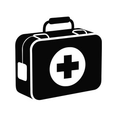Obraz premium A stylized first aid kit in black and white for emergency situations
