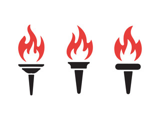 Simple Black Line Art of Three Olympic Torches