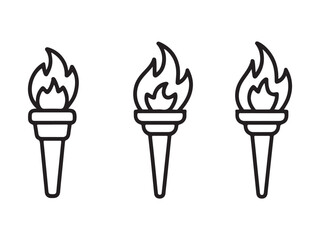 Simple Black Line Art of Three Olympic Torches