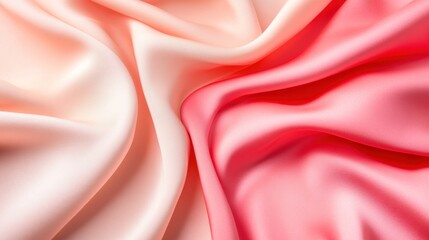 Fototapeta premium Delicate, flowing silk fabric drapes in a soft, ombre color gradient.