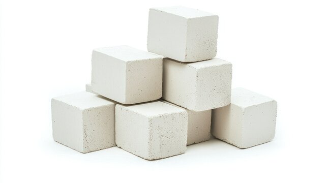 AAC (Autoclaved Aerated Concrete) blocks isolated on white background