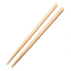 Pair of wooden chopsticks isolated on transparent background
