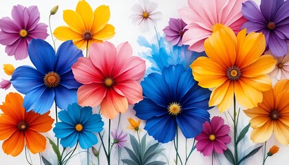 Colorful Flower Assortment on White Background