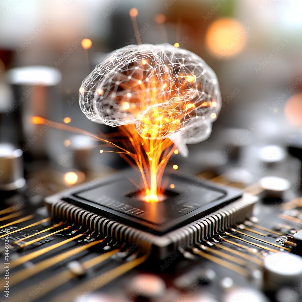 Leinwandbilder ai brain power: a futuristic representation of artificial intelligence on a computer chip
