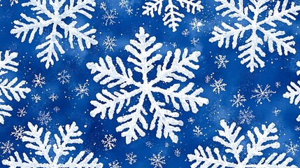 Watercolor snowflakes on a blue background