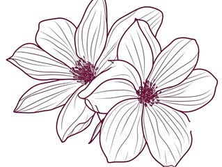 Dark Purple Floral Illustration with Sparkle Transparent Background