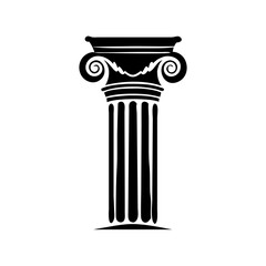 Obraz premium Simple Black and White Graphic of a Classical Ionic Column Illustration