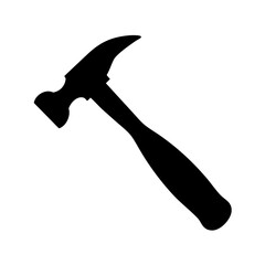 Silhouette of a classic hammer with a claw, isolated on white
