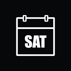 calender icon, saturday icon with black background	