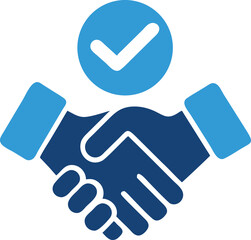 Agreement silhouette icon — vector illustration of a handshake, symbolizing partnership, deal, or mutual understanding.