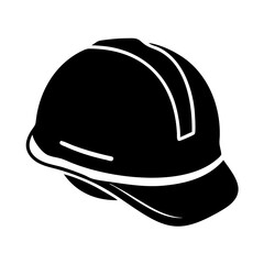 Black and white image of a hard hat, a safety helmet