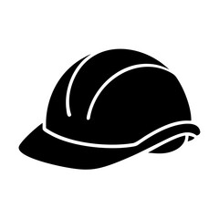 Hard Hat Silhouette, Construction Worker Head Protection with Safety Features