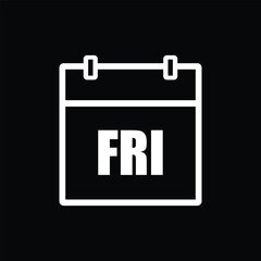 calender icon, friday icon with black background	