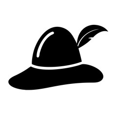 A Black and White Silhouette of a Traditional Tyrolean Hat with Feather