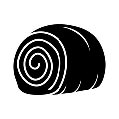 Single solid black hay bale roll image in simple cartoon style