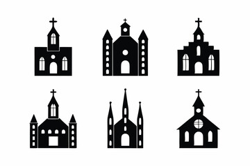 set of Church icon silhouette vector illustration