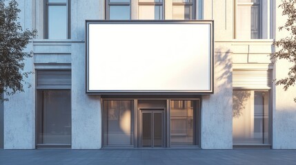 Blank billboard on city storefront