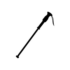 Simple Silhouette of a Hiking or Trekking Pole Against a White Background