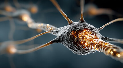 Fototapeta premium Neural pathways shaping a navigation compass in the developing brain, illustrating biological orientation mechanisms