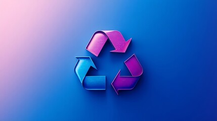 Recycling symbol blue purple background