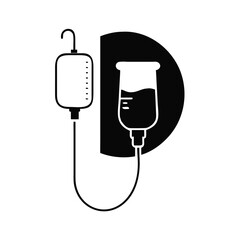 Intravenous fluid bag and transfusion set for medical treatment illustration