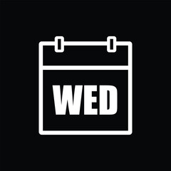 calender icon, wednesday icon with black background	