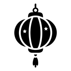 Elegant Black and White Chinese Lantern Symbolizing Festivities and Cultural Celebrations