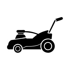 Detailed silhouette illustration of a lawn mower for lawn care and maintenance