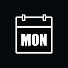 calender icon, monday icon with black background	