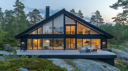 Striking contemporary house seamlessly integrates with serene natural surroundings