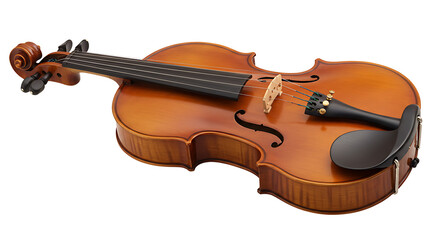 Fototapeta premium Elegant brown violin on a white backdrop, perfect for musical themes and stock usage
