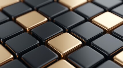 Fototapeta premium Abstract Black and Gold Cubes Geometric Background