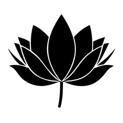 Elegant black silhouette of a lotus flower with symmetrical petal arrangement