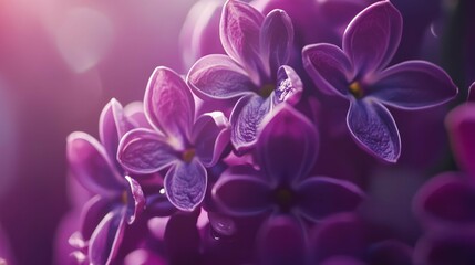 Close-up of blooming purple lilac flowers in spring, romantic and fres