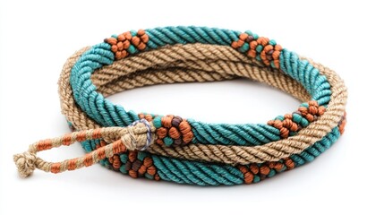 Beaded rope belt isolated on white background