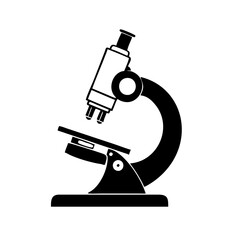 Black and white scientific microscope used for medical research and biology