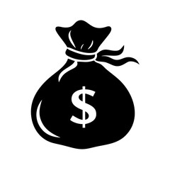 Bag of money with dollar sign illustration on an isolated white background