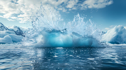 Obraz premium Explosive water splash frozen in time. [Frozen Time] | Arctic Flow | time current. Illustration