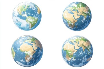 Earth globes showing different perspectives