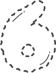 Dotted cute number tracing. Number 6.