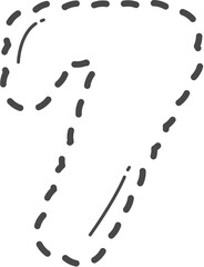 Dotted cute number tracing. Number 7.