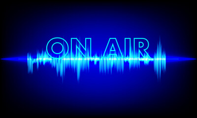 On Air Radio Broadcast with Sound Wave Spectrum Background