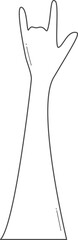 Doodle hand with arm for coloring. love sign.