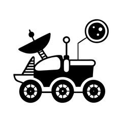 Illustration of a lunar rover exploring a planet surface in vector format