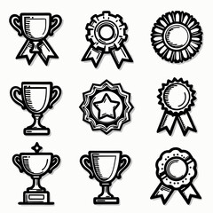 Reward incentive benefit icons set black on white background