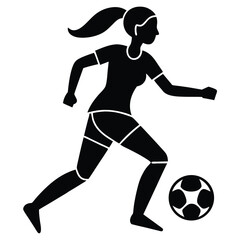 Silhouette of Female Soccer Player Dribbling
