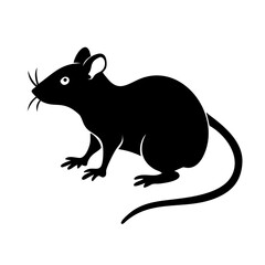 Silhouette Illustration of a Black Rat, Ready for Design and Vectorization