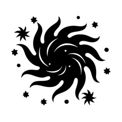 Abstract black and white galaxy, stars and cosmos with swirling vortex