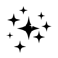 Cluster of Stylized Black Stars on a White Background Illustration